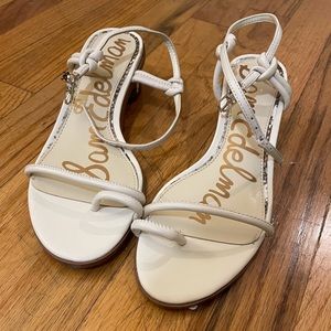 Never Worn Ivory Ankle Strap Block Heel Sandal